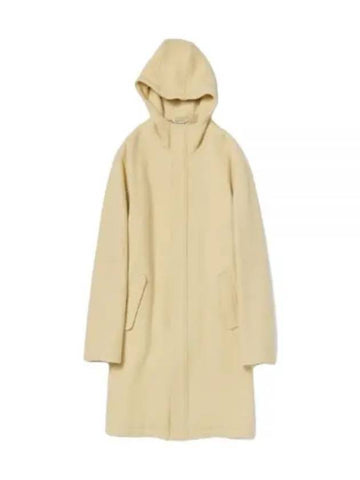 BRUSHED ALPACA WOOL MELTON HOODED COAT LIGHT BEIGE A23AB02AS - AURALEE - BALAAN 1