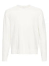 Compass Embroidered Crew Neck Organic Cotton Knit Top White - STONE ISLAND - BALAAN 2