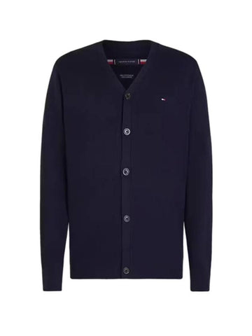 Essential Embroidered Logo Cardigan Navy - TOMMY HILFIGER - BALAAN 1