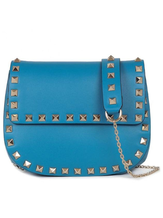 Rockstud Mini Chain Cross Bag LW2P0451 BOL L04 Blue - VALENTINO - BALAAN 1