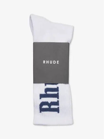 Men s Logo Socks White Navy RHFW22SO040708070807 - RHUDE - BALAAN 1