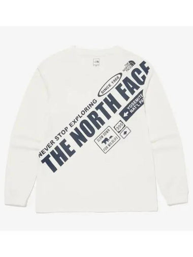 The North Face KIDS Explore Lettering Long Sleeve Round Tee NT7TQ52S IVO - THE NORTH FACE - BALAAN 1