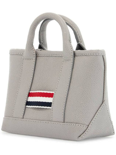 light gray leather micro tool tote bag with tricolor stripes - THOM BROWNE - BALAAN 2