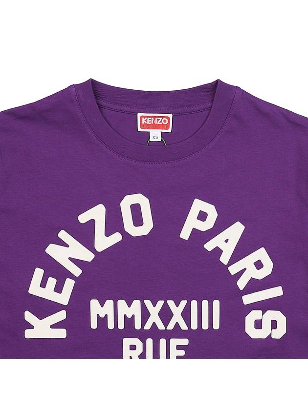 Women's Rue Vivienne Loose Cotton Short Sleeve T-Shirt Purple - KENZO - BALAAN 4