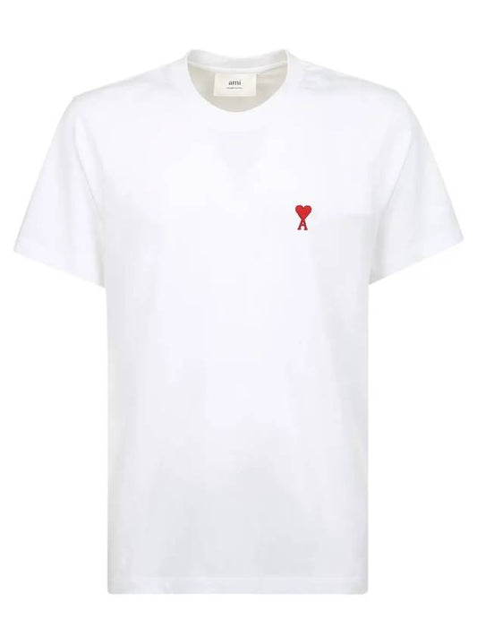 Small Heart Logo Short Sleeve T-Shirt White - AMI - BALAAN 1