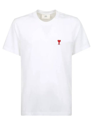 Small Heart Logo Short Sleeve T-Shirt White - AMI - BALAAN 1