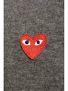 Round neck red heart emblem wool cardigan gray AX N007 - COMME DES GARCONS PLAY - BALAAN 4