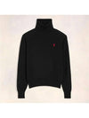 Men's Heart Logo Wool Turtleneck Black - AMI - BALAAN 2