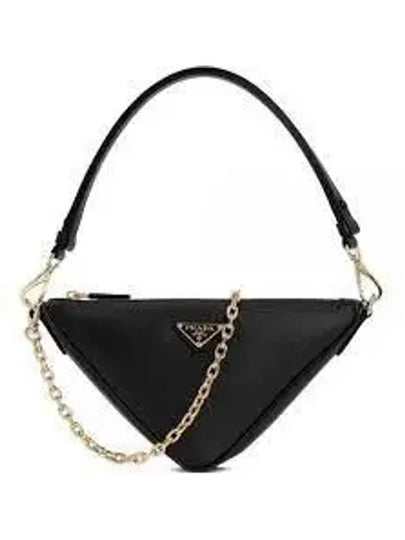 Triangle Saffiano Leather Shoulder Bag Black - PRADA - BALAAN 2