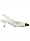 Logo Patent Leather Slingback Heels White Black - MIU MIU - BALAAN 2