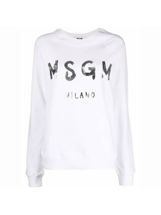 Milano Brushed Logo Long Sleeve T-Shirt White - MSGM - BALAAN 1