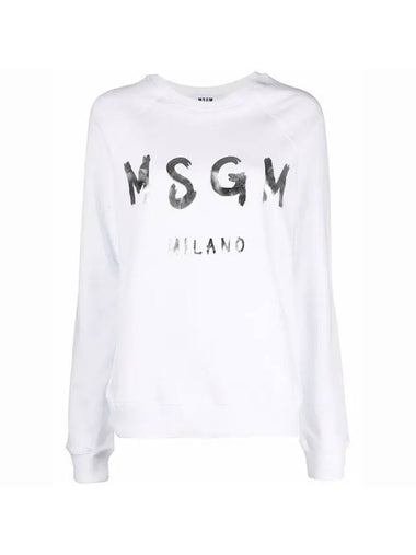 Milano Brushed Logo Long Sleeve T-Shirt White - MSGM - BALAAN 1