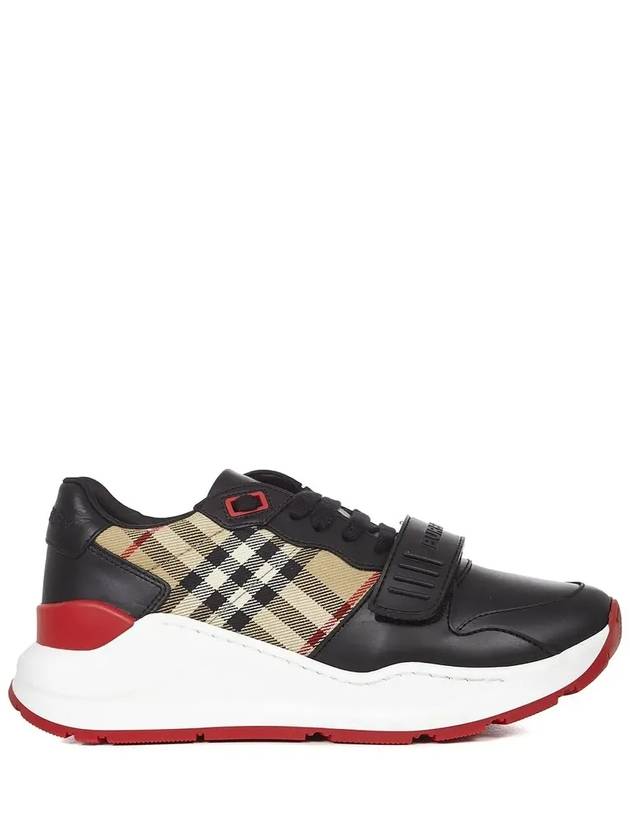 Vintage Check Leather Low Top Sneakers Black - BURBERRY - BALAAN 2