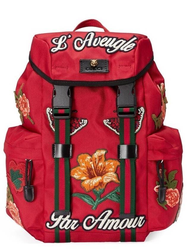 Flora Canvas Backpack Red - GUCCI - BALAAN 1