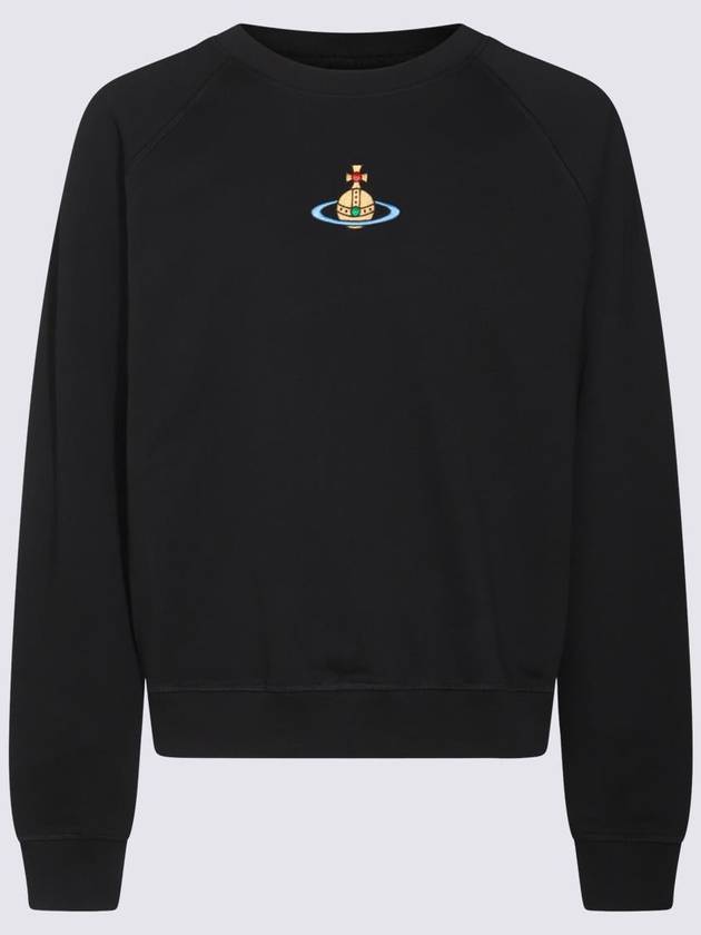 Embroidered Logo Cotton Sweatshirt Black - VIVIENNE WESTWOOD - BALAAN 3