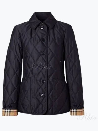 Women's Diamond Quilted Thermoregulated Check Jacket Midnight - BURBERRY - BALAAN 2