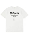 Women's Graffiti Logo Short Sleeve T-Shirt White - ALEXANDER MCQUEEN - BALAAN 2