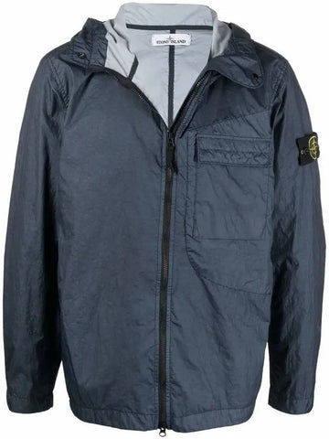 Wappen Patch Membrana Hooded Jacket Avio Blue - STONE ISLAND - BALAAN 1