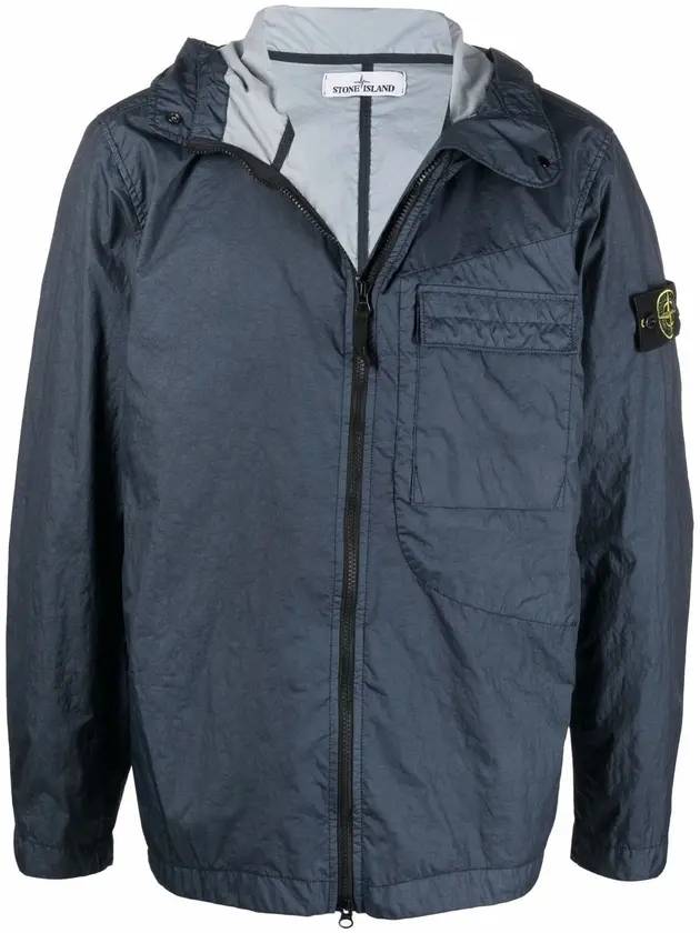 Wappen Patch Membrana Hooded Jacket Avio Blue - STONE ISLAND - BALAAN 1