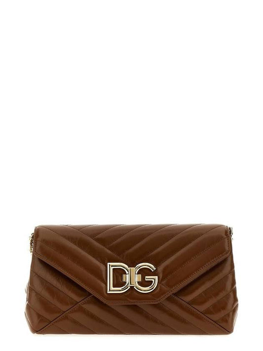 DG Logo Leather Cross Bag Brown - DOLCE&GABBANA - BALAAN 1