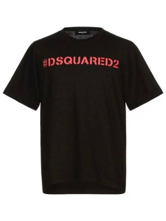 Logo Print Cotton Short Sleeve T-shirt Black - DSQUARED2 - BALAAN 2