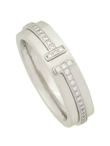 Tiffany 18K white gold T collection diamond setting women s ring - TIFFANY & CO. - BALAAN 1