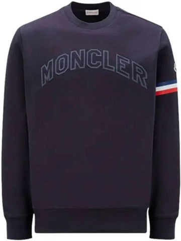 8G00005 899WC 778 Logo Patch Three Stripes Crew Neck Sweatshirt Blue Navy Men s TJ 271660 - MONCLER - BALAAN 1