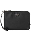 Small Saffiano Leather Pouch Black - PRADA - BALAAN 2