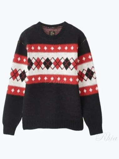 Crew Neck Sweater Argyle Black PU316 - NEEDLES - BALAAN 1