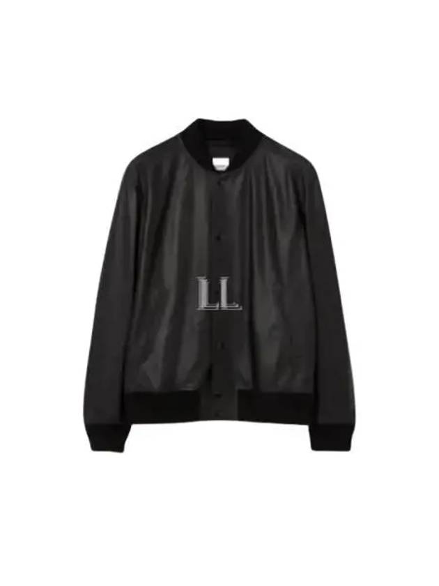 Embossed Logo Leather Bomber Jacket Black - BURBERRY - BALAAN 2