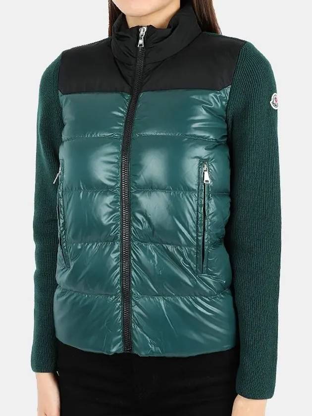 Kids High Neck Knit Mix Zip up Jacket Green 9B00007 M1131 870 12 14A Adults can wear - MONCLER - BALAAN 2