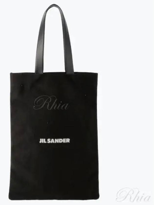 Logo Print Large Cotton Tote Bag Black - JIL SANDER - BALAAN 2