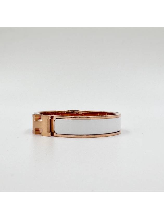 Clic H Bracelet Rose Gold Blanc - HERMES - BALAAN 9