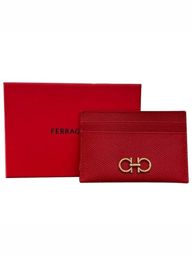 Gancini Card Wallet Lipstick Red - SALVATORE FERRAGAMO - BALAAN 6