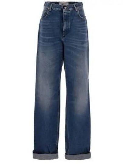 Women's Washed Wide Cotton Kim Jeans Blue - GOLDEN GOOSE - BALAAN 2