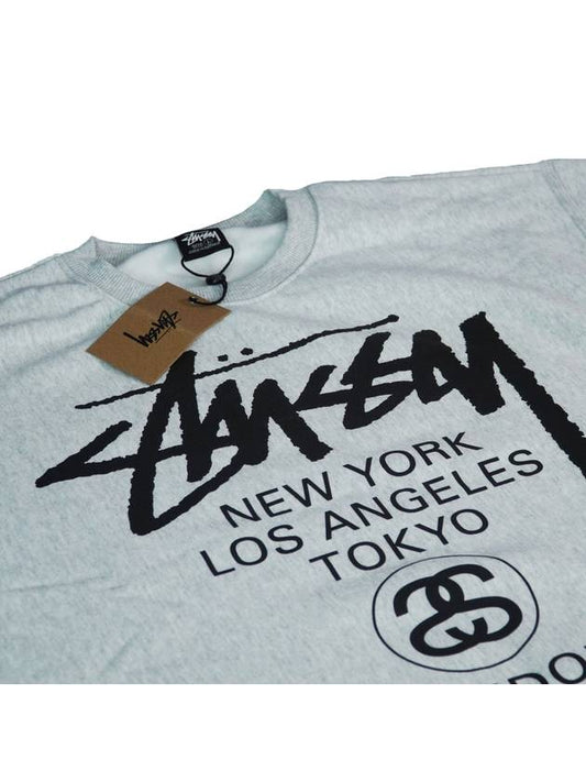 Italian Origin Top Wear World Tour Crew Neck Ash Heather 2023 Sweatshirt 3913792 - STUSSY - BALAAN 2