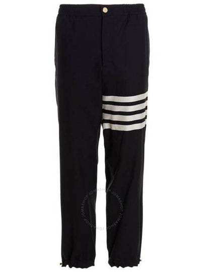 Plain Weave 4-Bar Elastic Waist Track Pants Black - THOM BROWNE - BALAAN 2