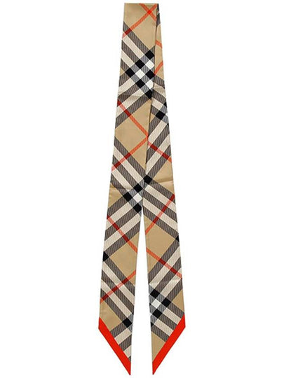 Check Red Hem Silk Scarf Beige - BURBERRY - BALAAN 2