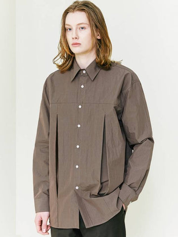 Double Vent Relax Fit Compact Cotton Long Sleeve Shirt Brown - S SY - BALAAN 1