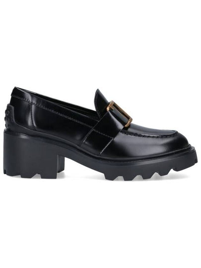 T Logo Leather Loafer Heels Black - TOD'S - BALAAN 2