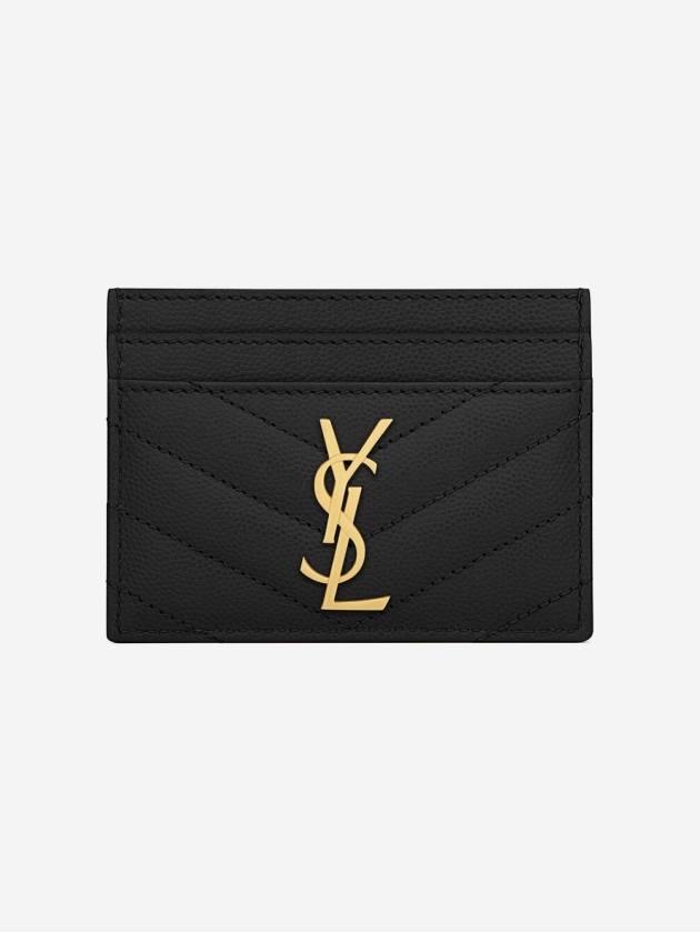 Gold Hardware Matelasse Caviar Leather Card Wallet Black - SAINT LAURENT - BALAAN 2