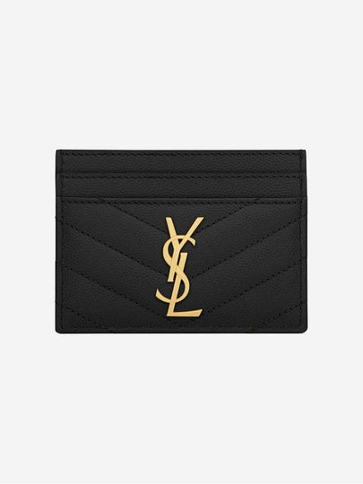 Gold Hardware Matelasse Caviar Leather Card Wallet Black - SAINT LAURENT - BALAAN 2