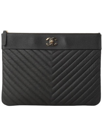 A80992 Caviar Mademoiselle Clutch New Medium Overseas Invoice 34038 1 - CHANEL - BALAAN 1