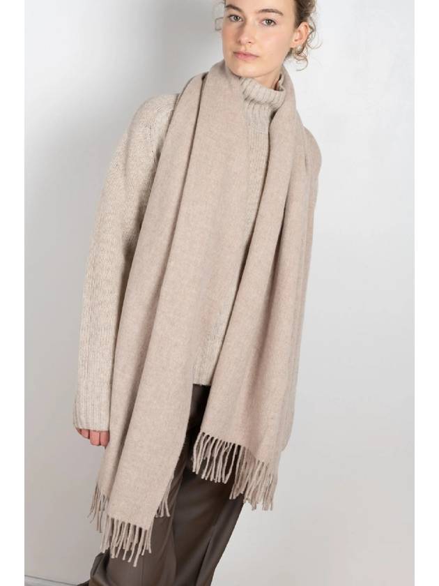 Logo Wool Fringe Muffler Oatmeal Melange - ACNE STUDIOS - BALAAN 4