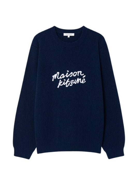 Embroidered Logo Wool Knit Top Ink Blue - MAISON KITSUNE - BALAAN 2