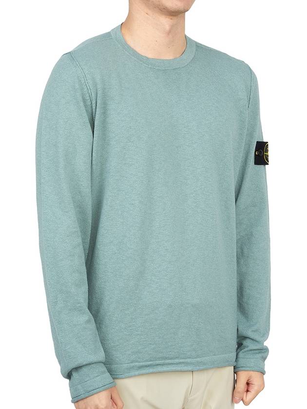 Logo Patch Crew Neck Cotton Nylon Knit Top Mint - STONE ISLAND - BALAAN 4