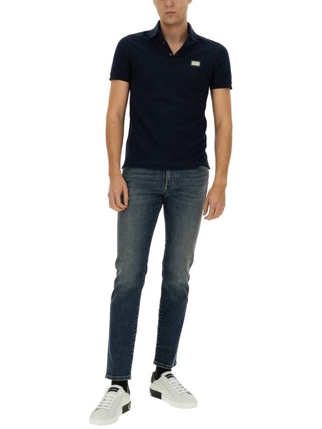 Blue Distressed Slim-Fit Jeans in Cotton Denim Man - DOLCE&GABBANA - BALAAN 3