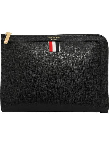 Pebble Minifolio Clutch Bag Black - THOM BROWNE - BALAAN 1