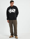 Two Dice Crew Neck Sweatshirt Black - STUSSY - BALAAN 4