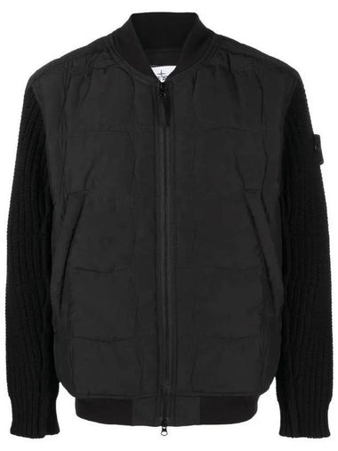 Logo Patch Padded Zip-up Jacket Black - STONE ISLAND - BALAAN 1